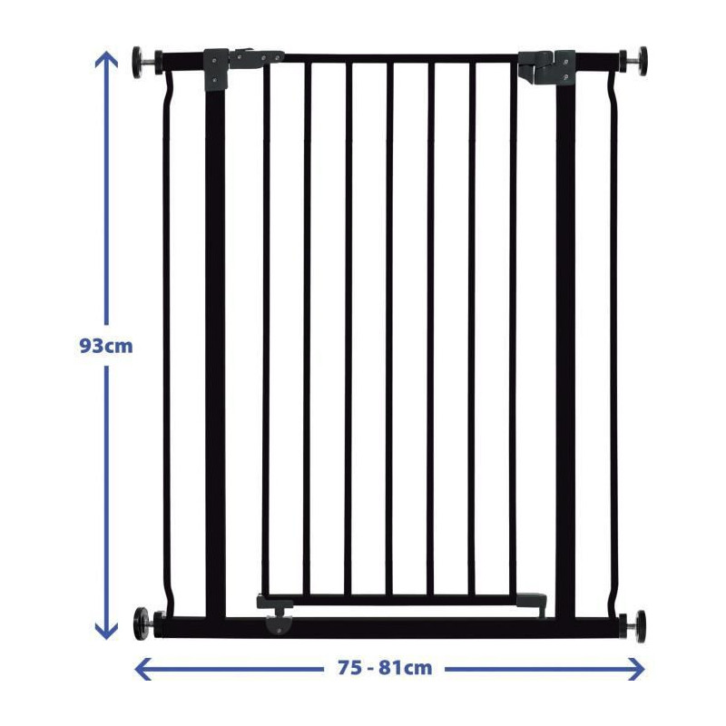 DREAMBABY Barriere de securite Extra Haute LIBERTY - Par pression - L 75/81 x H 93 cm - Noire
