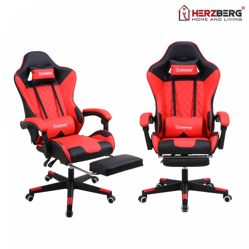 Chaise ergonomique de jeu ou de bureau Herzberg Rouge