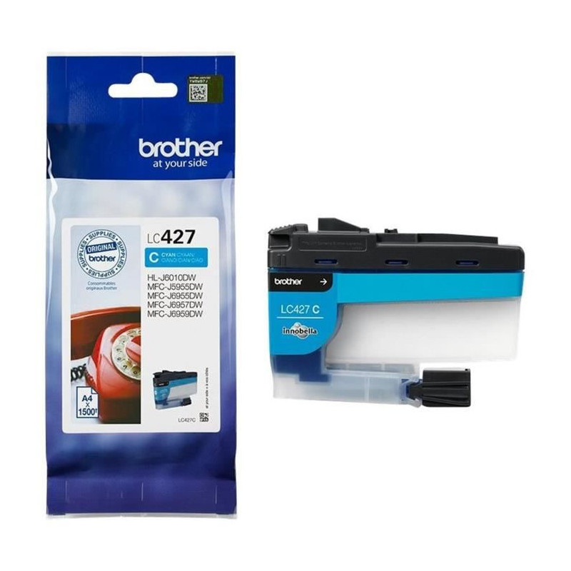 Cartouche dencre LC427C - BROTHER - Cyan - 1500 pages - Pour Brother MFC-J6955DW, MFC-J6957DW, MFC-J5955DW et HL-J6010DW