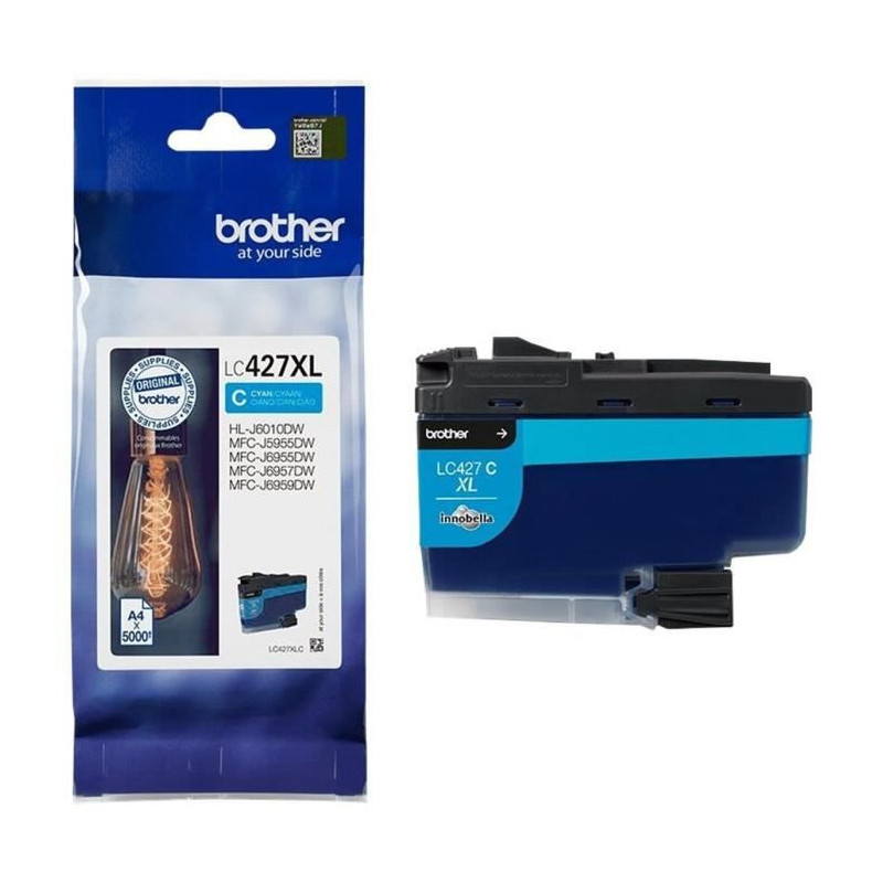 Cartouche dencre LC427XLC - BROTHER - Cyan - 5000 pages - Pour Brother MFC-J6955DW, MFC-J6957DW, MFC-J5955DW et HL-J6010DW