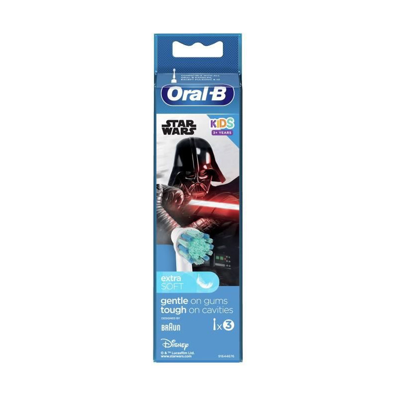 ORAL-B 80352667 - Brossettes de rechange Star Wars - Pour brosse a dents electrique Oral-B Kids - Lot de 3