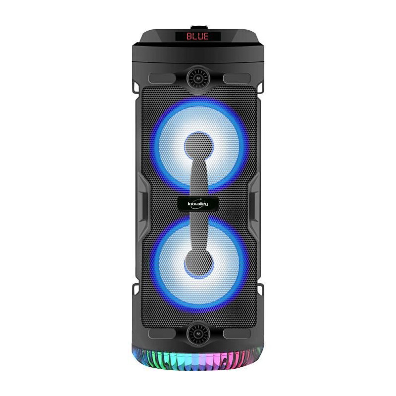 INOVALLEY KA03-N - Enceinte lumineuse Bluetooth - 400 W - Fonction karaoke - Lumieres LED colorees - Port USB