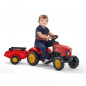 FALK - Tracteur a pedales Supercharger rouge avec capot ouvrant et remorque