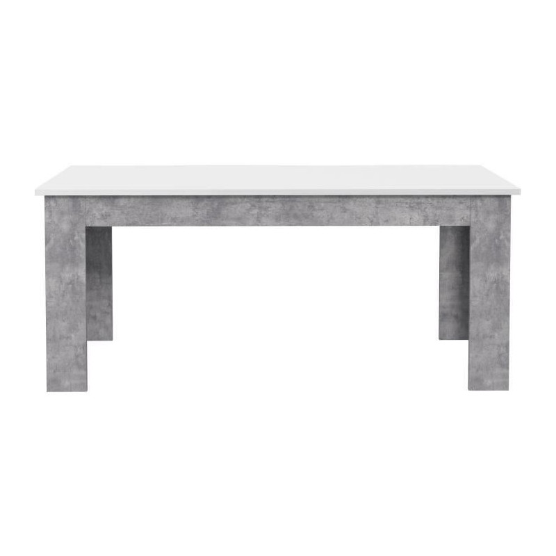 PILVI Table a manger - Blanc et beton gris clair - L 180 x I90 x H 75 cm