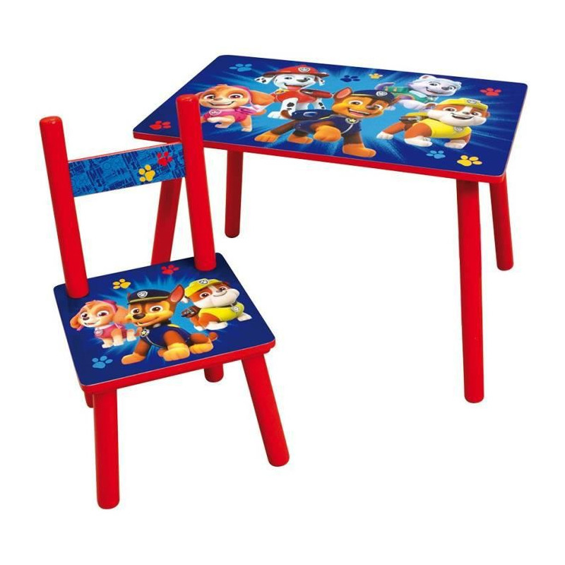 FUN HOUSE PATPATROUILLE Table H 41,5 cm x l 61 cm x P 42 cm avec une chaise H 49,5 cm x l 31 cm x P 31,5 cm - Pour enfant