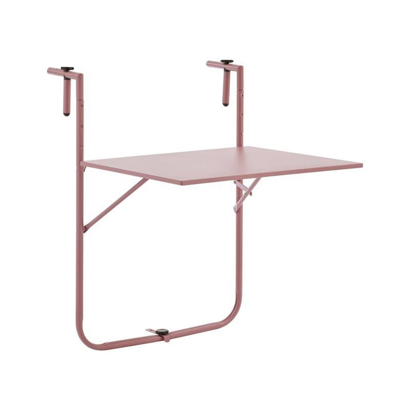 Table de balcon rabattable - En acier - Rose - 60 x 78 x 86-101 cm