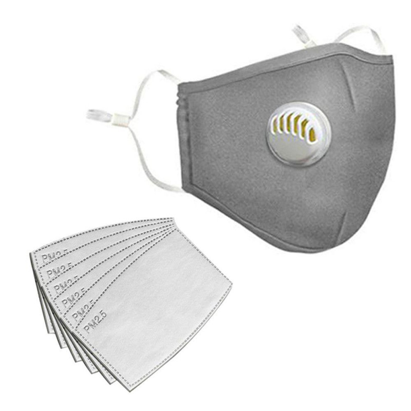 Masque lavable en coton avec 2 filtres à charbon actif (PM2.5M)