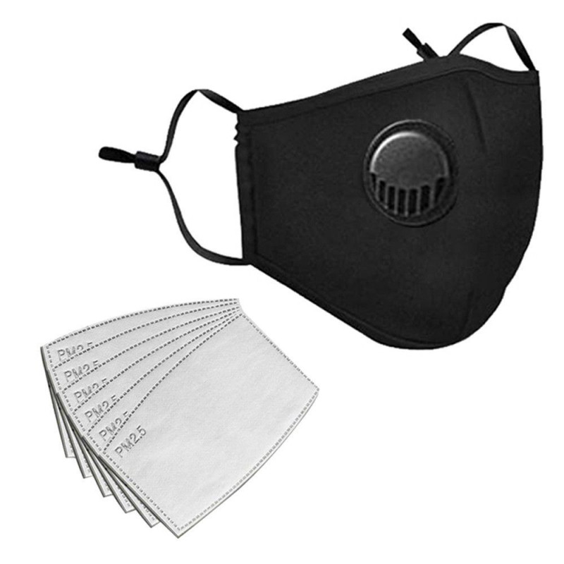 Masque lavable en coton avec 2 filtres à charbon actif (PM2.5M)