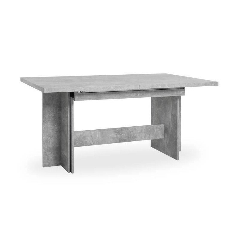 ANCONA Table a manger extensible de 8 a 12 personnes classique effet beton structure - L 160 / 310 x l 90 cm
