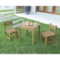 Ensemble repas de jardin pour enfant - table carree 65x65cm et 2 chaises - En bois - Pour enfant