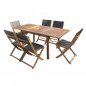 Ensemble repas de jardin  6 personnes - Table extensible 120-180 x 80 cm + 6 chaises assises textilene - Bois Eucalyptus FSC