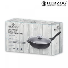 Herzog Herzog 28cm Poêle à sec profonde en fonte d'aluminium
