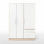 JUPITER Armoire de chambre style contemporain en bois agglomere chene et blanc - L 144,6 cm