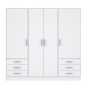 JUPITER Armoire 4 portes 6 tiroirs -  Blanc mat -  L 206,5 x P 60 x H 200 cm