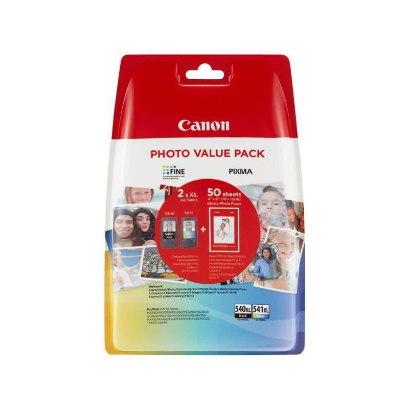 CANON Pack de 2 Cartouches PG-540XL/CL-541XL - 3 couleurs + Noir - XL