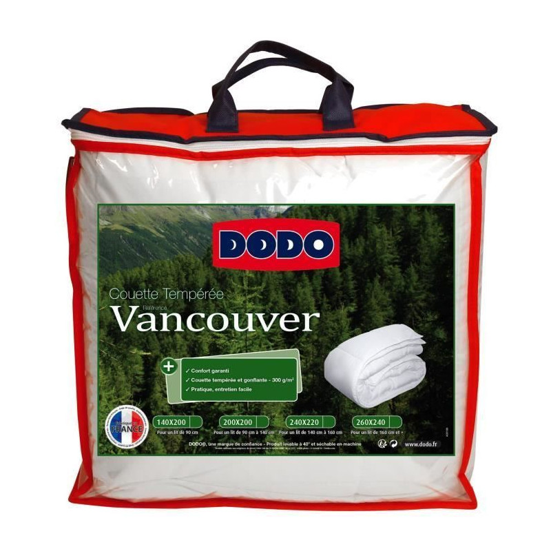 DODO Couette temperee Vancouver - 220 x 240 cm - Blanc