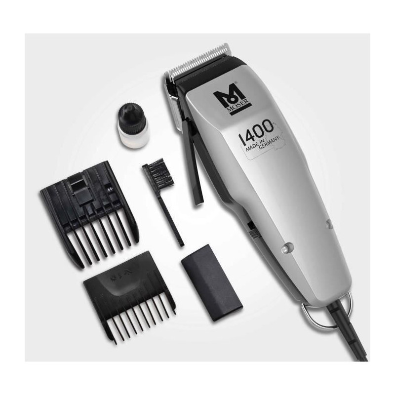 MOSER Tondeuse cheveux 1400 Clipper Edition Silver 1406-0458 - Tondeuse filaire Made in Germany - Levier dajustement a 5 positio