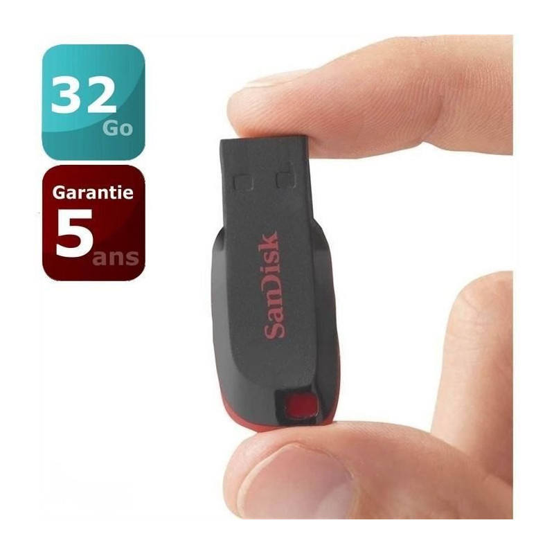 SANDISK Cle USB Cruzer Blade - 32Gb - 2.0 - Noir / Rouge