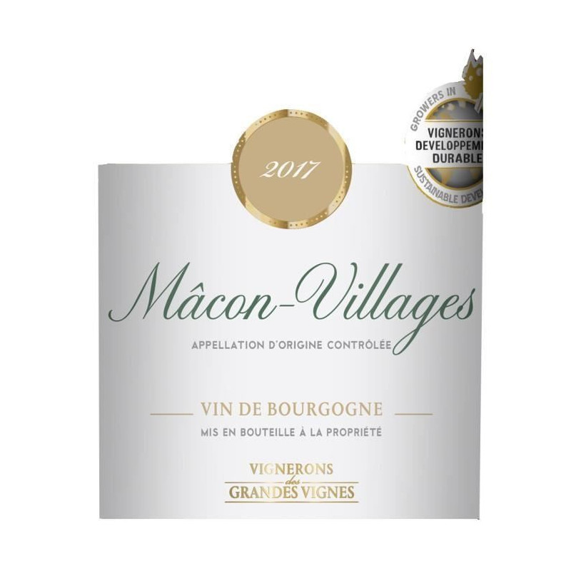 Vignerons des Grandes Vignes 2017 Macon-Villages - Vin blanc de Bourgogne