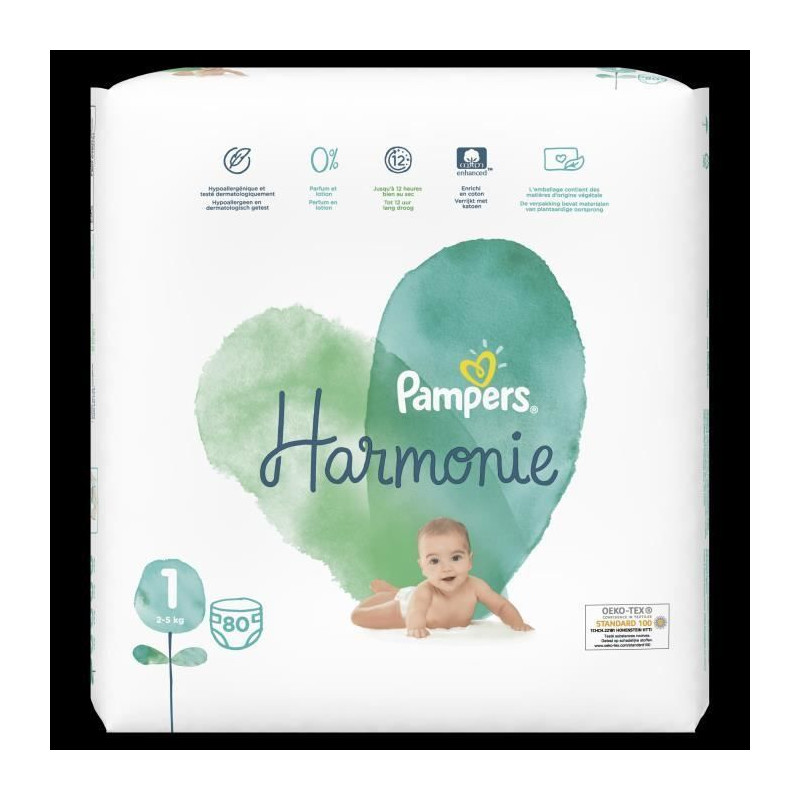 Pampers Harmonie Taille 1, 80 Couches
