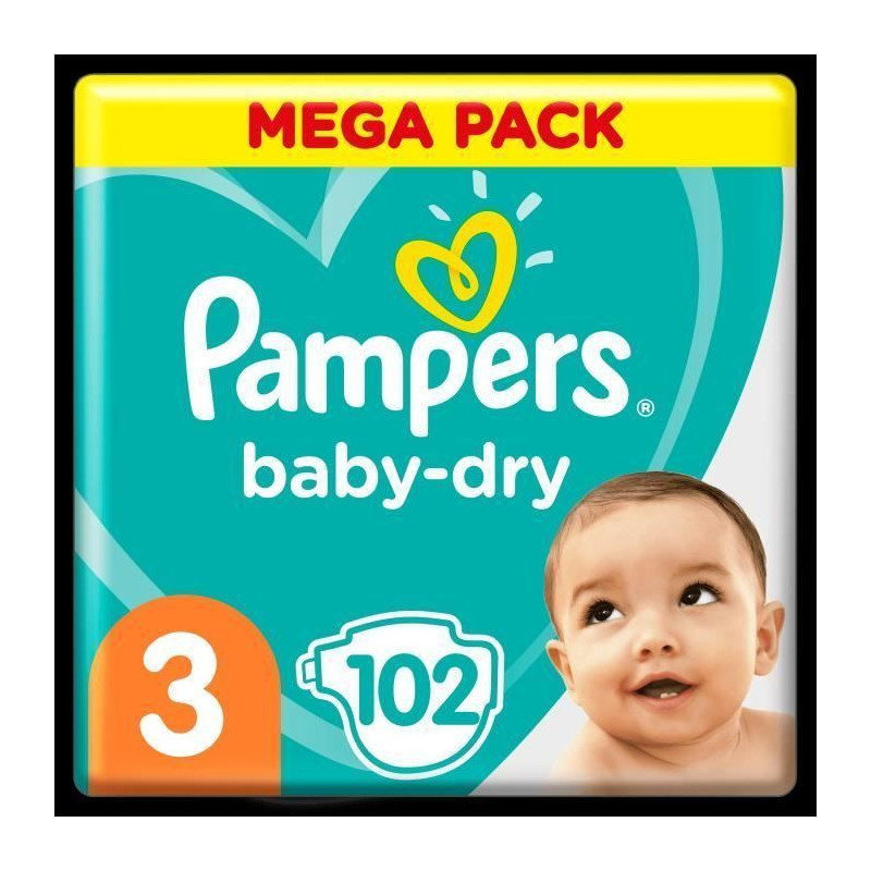Pampers Baby-Dry Taille 3, 102 Couches
