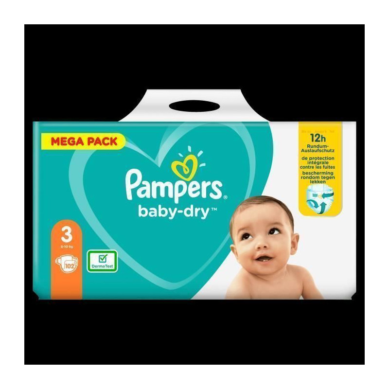 Pampers Baby-Dry Taille 3, 102 Couches