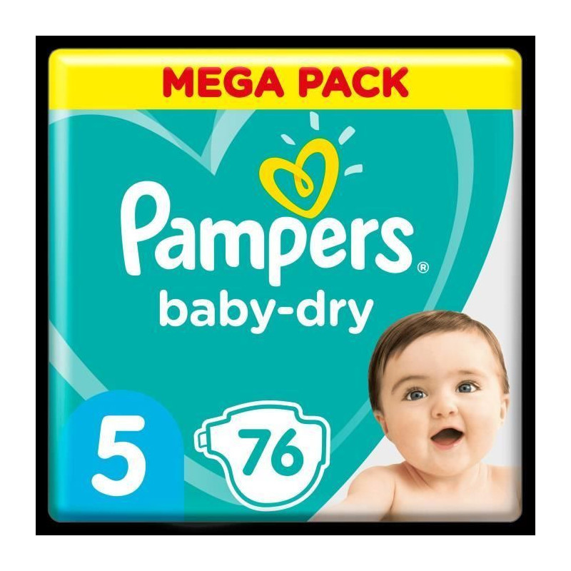 Pampers Baby-Dry Taille 5, 76 Couches