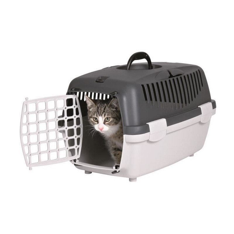 TRIXIE Box de transport Capri 1 - XS : 32x31x48 cm - Gris clair et gris fonce - Pour chien et chat