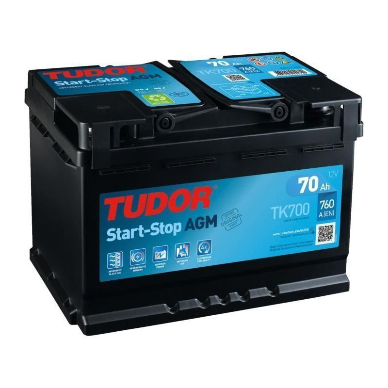 Batterie Tudor Start-Stop AGM 70Ah/760A TK700
