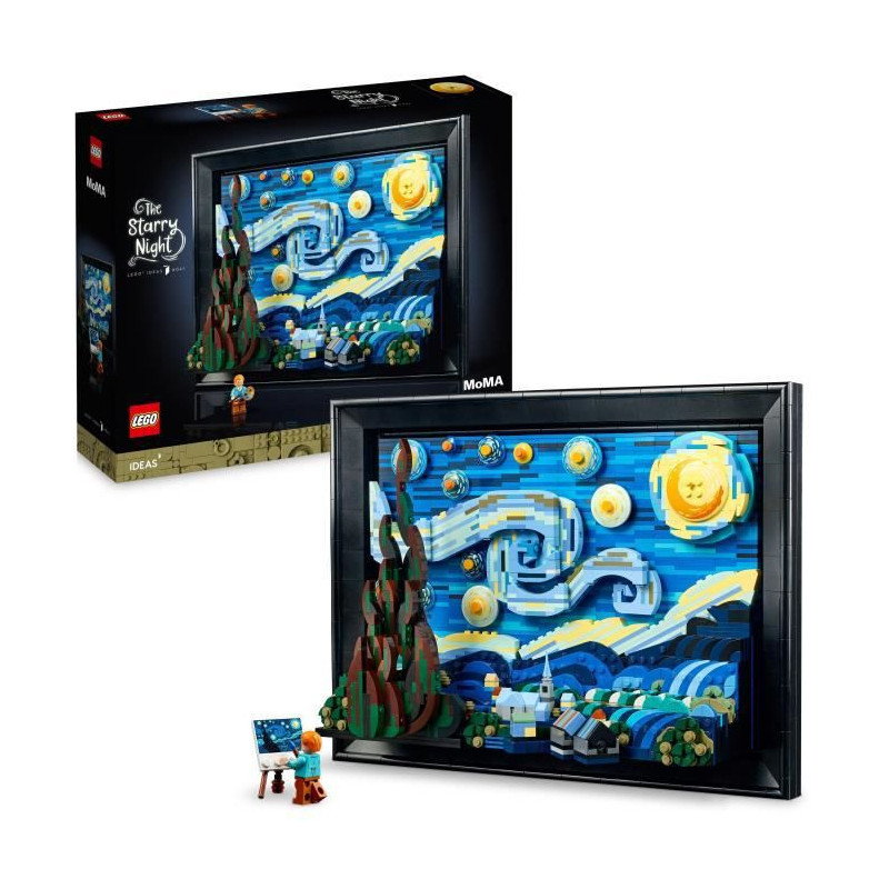 LEGO Ideas 21333 Vincent Van Gogh - La Nuit Étoilée, Reproduction de Tableau sur Toile