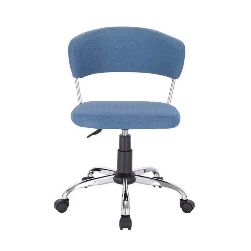 LOLY Chaise de bureau ajustable - Tissu Bleu - L 53 x P 55 x H 72/82 cm