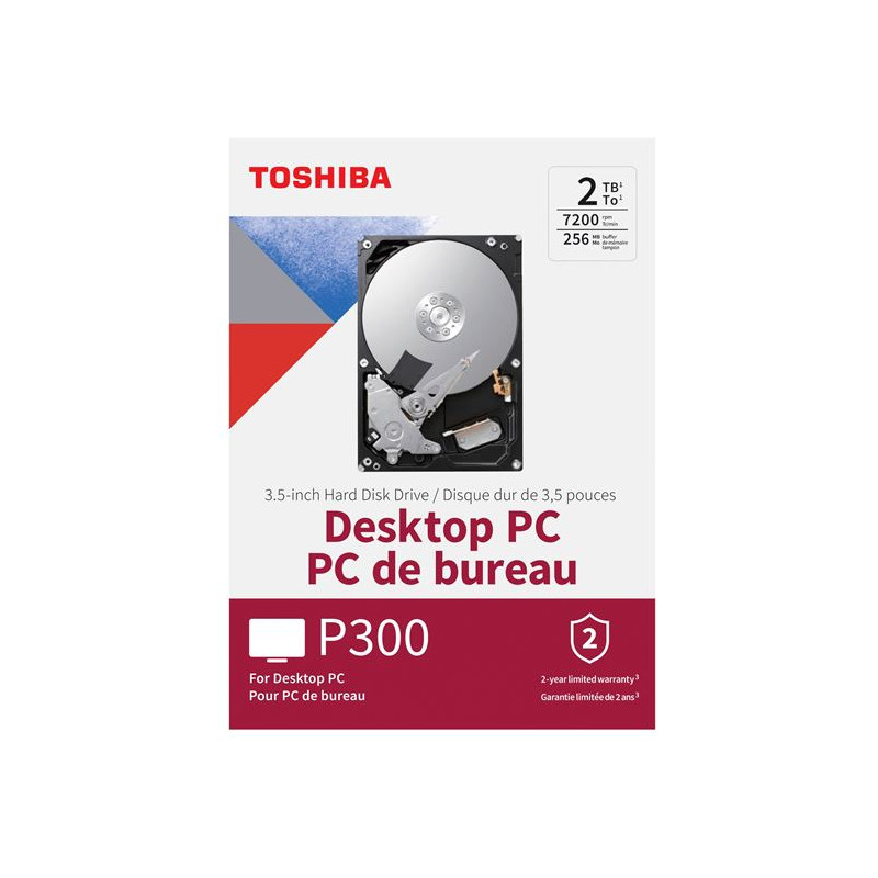 Disque dur interne Toshiba P300 High Performance 2 To 3.5" 7200 tours min 64 Mo