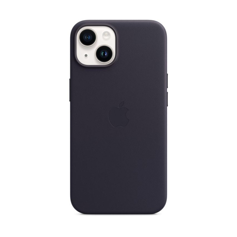 Coque en cuir avec MagSafe pour Apple iPhone 14 Encre violette