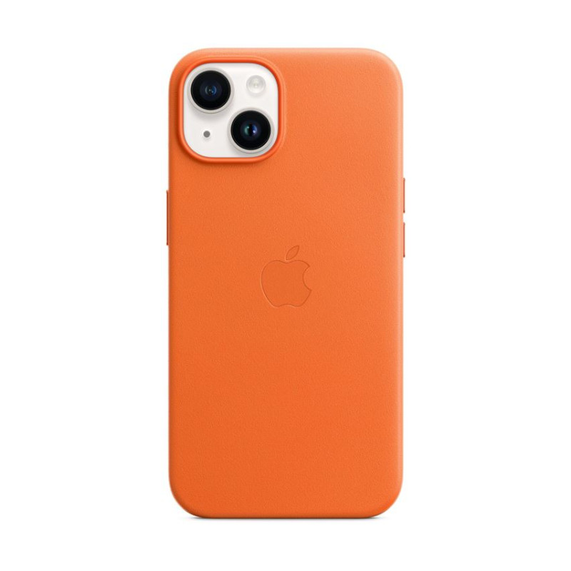 Coque en cuir avec MagSafe pour Apple iPhone 14 Orange
