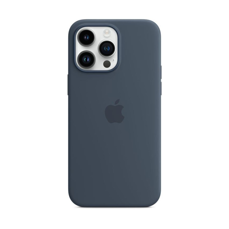 Coque en silicone avec MagSafe pour Apple iPhone 14 Pro Max Bleu orage