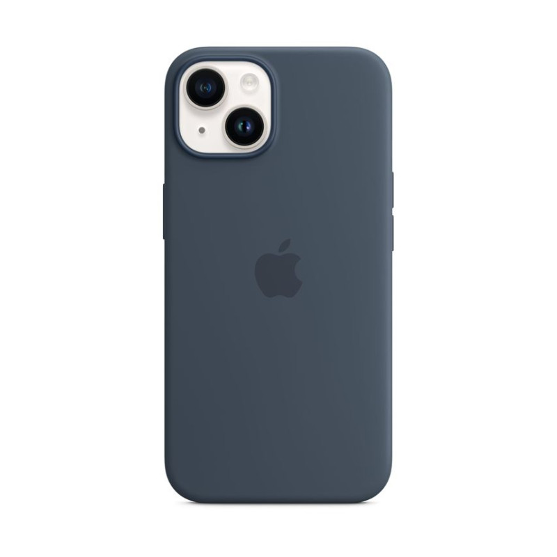 Coque en silicone avec MagSafe pour Apple iPhone 14 Bleu orage