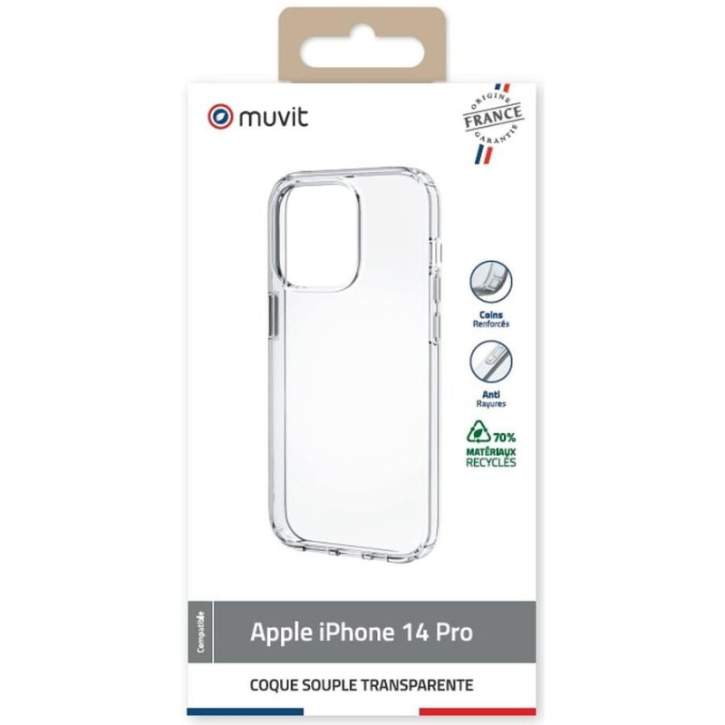 Coque souple Muvit For France iPhone 14 Pro Transparent