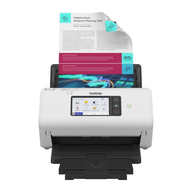 Scanner - BROTHER - ADS-4700 - Documents Bureautique - Recto-Verso - 40 ppm/80 ipm - Ethernet, Wi-Fi, Wi-Fi Direct - ADS4700WRE1