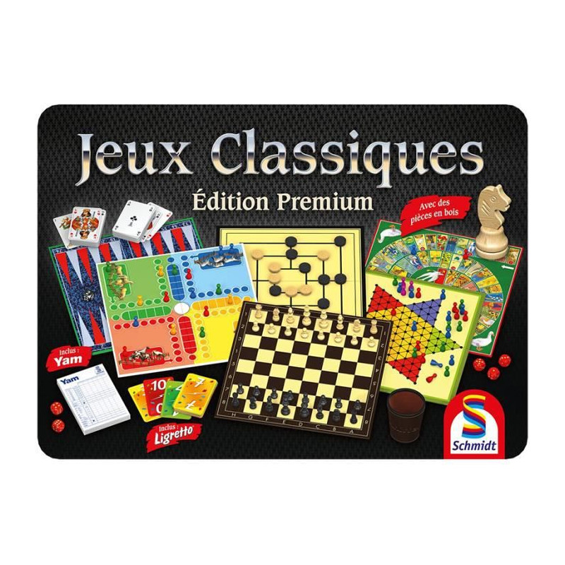 Coffret Jeux Classiques Édition Premium - Jeu de société - SCHMIDT SPIELE - Boîte Métal