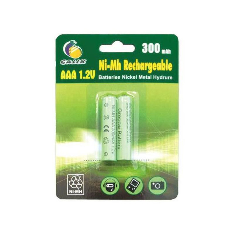GALIX Lot de 2 piles rechargeables LR03/AAA - Ni-Mh - 1,2 Volts - 300 mAh