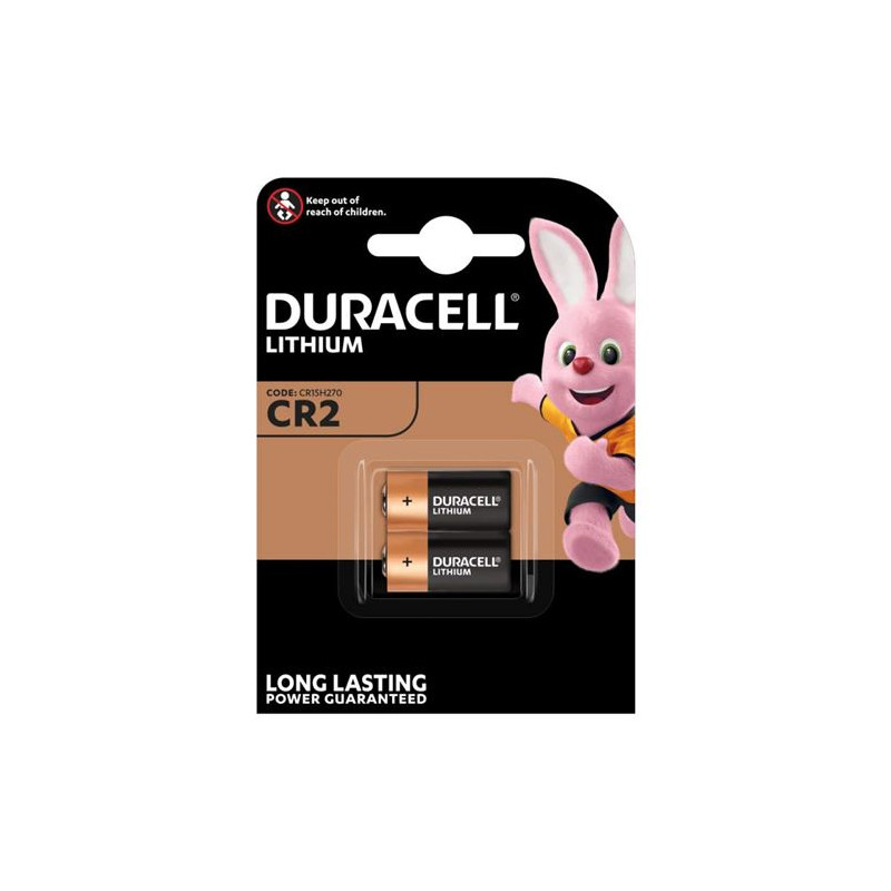 Pack 2 Piles CR2 Duracell Ultra Lithium pour Appareil photo Noir