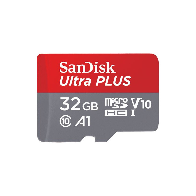 Carte Mémoire SanDisk Ultra Plus MicroSDHC UHS I 32 Go avec Adaptateur microSD, microSDHC et microSDXC