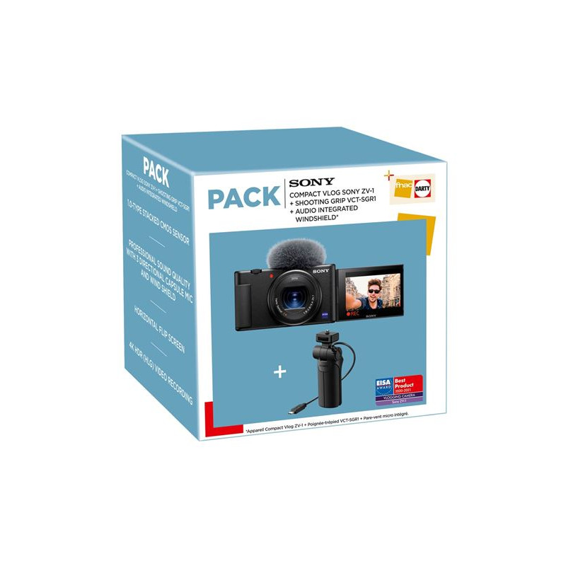 Pack Appareil photo compact pour Vlogging Sony ZV 1 Noir + Poignée trépied VCTSGR1