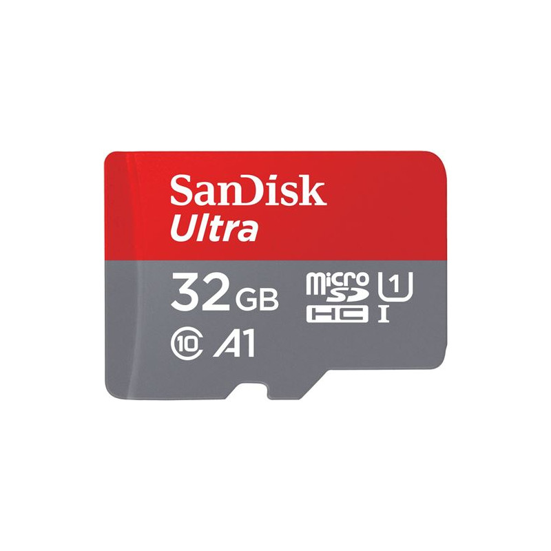 Carte mémoire microSDHC Ultra 32 Go + Adaptateur SD SanDisk Gris et rouge