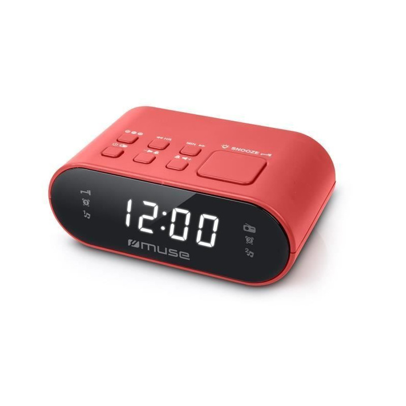 MUSE M-10 RED Radio reveil - horloge 24h - 20 stations - Rouge