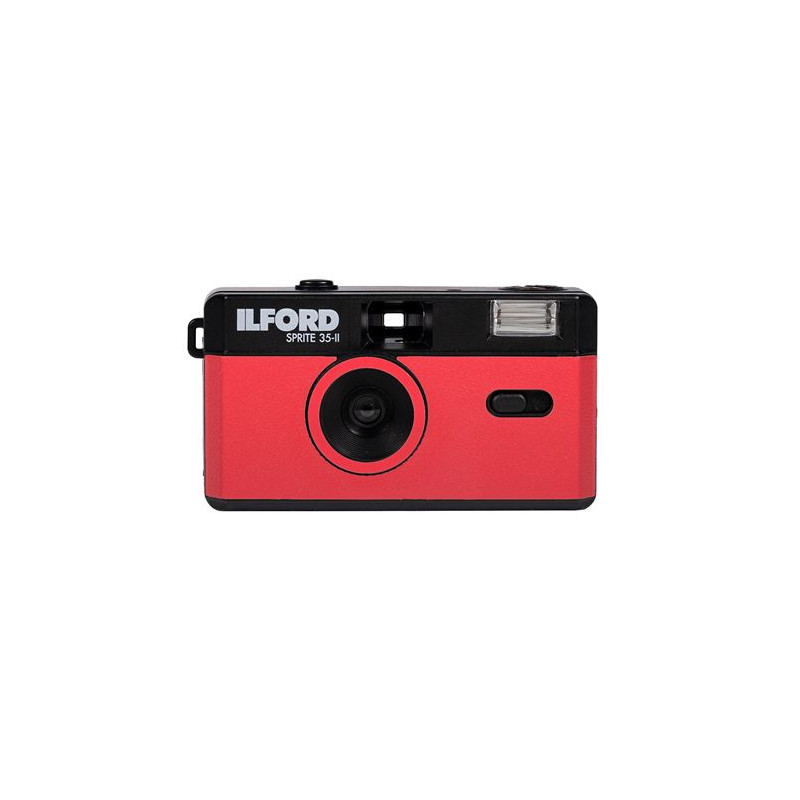 Appareil photo argentique compact 24x36 Ilford Sprite II Noir et rouge Réutilisable
