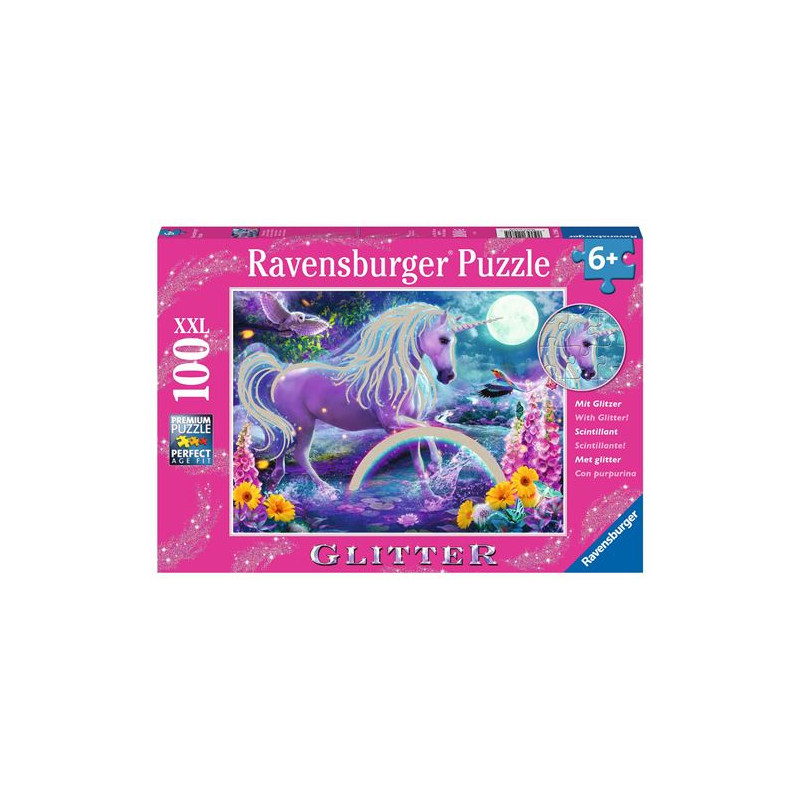 Puzzle XXL Ravensburger Licorne scintillante Collection Paillettes 100 pièces