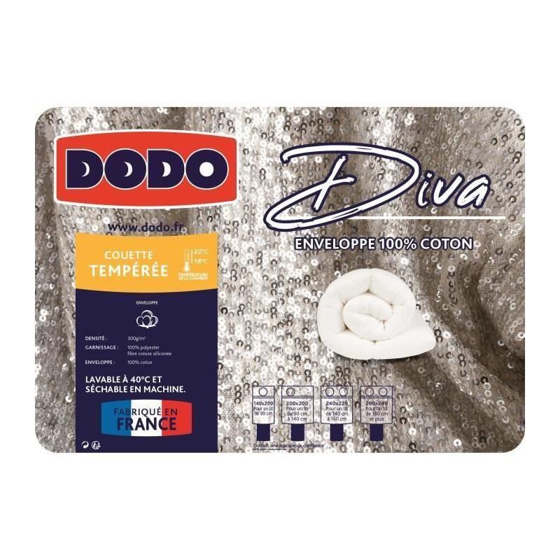 DODO Couette temperee Diva - 200 x 200 cm