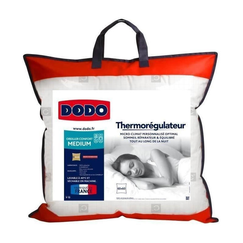 DODO Oreiller thermoregulateur - 60 x 60 cm - Blanc