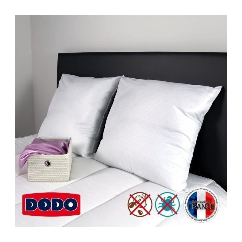 DODO Lot de 2 oreillers Total Protect 65x65 cm blanc